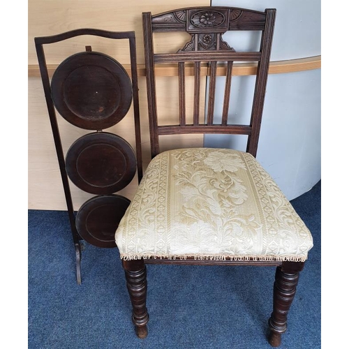 37 - Three Tier Folding Cake Stand and a Carved Edwardian Chair