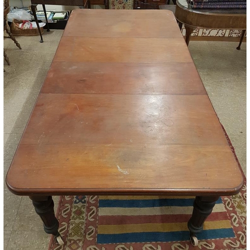 44 - Late Victorian Mahogany Extending Dining Table with two spare leaves and handle - 93 x 47 x 29.5ins