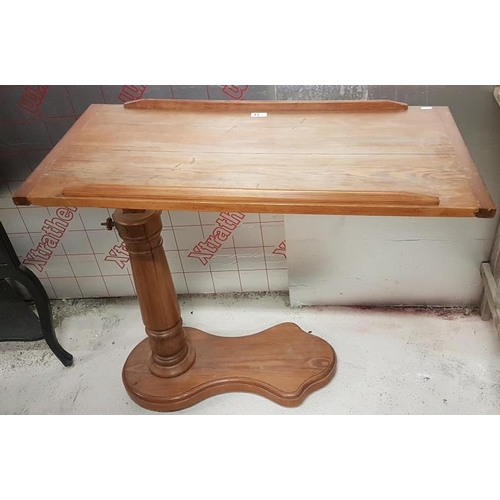 11 - Victorian Pitch Pine Adjustable Bed Table - 35 x 32ins