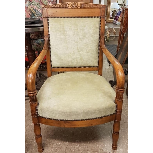 552 - 19th Century Carved Fruit Wood Salon Armchair - 22ins wide