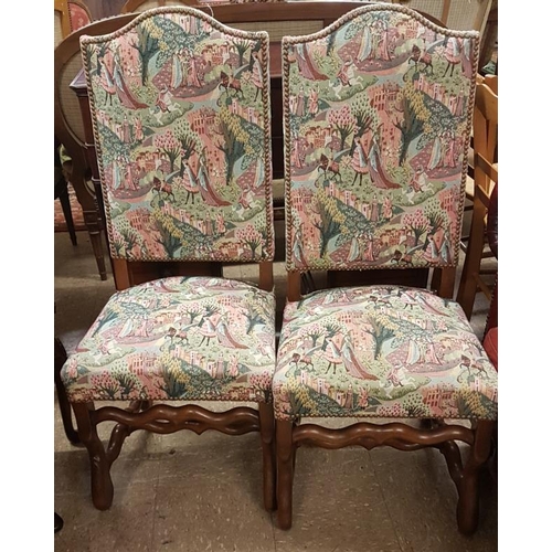 558 - Pair of French Walnut and Upholstered Hall Chairs