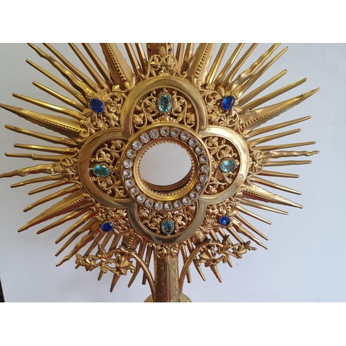 570 - Large Brass Monstrance, c.32in tall