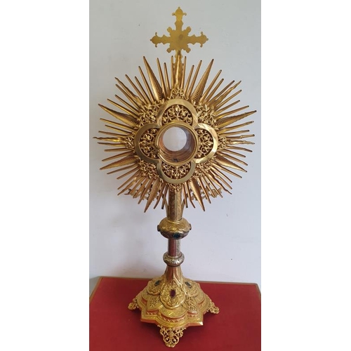 570 - Large Brass Monstrance, c.32in tall