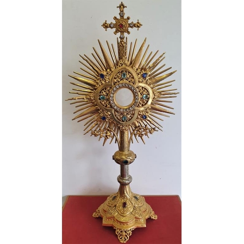 570 - Large Brass Monstrance, c.32in tall