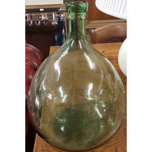 584 - Green Glass Storage Bottle - 14.5ins tall