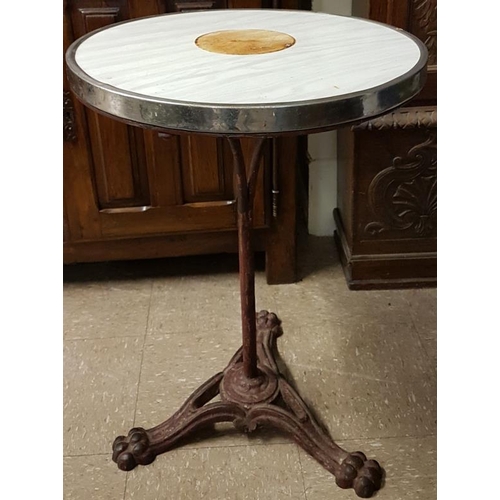 598 - Victorian Cast Iron Base Bistro Table - diameter 20ins, 28.5ins tall