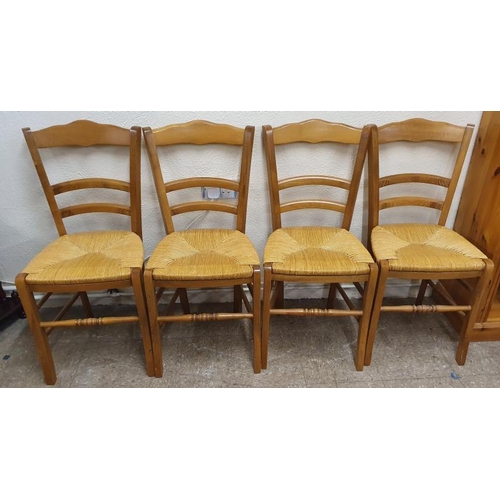 604 - Set of Four Traditional Rush Seat Farmhouse Kitchen Chairs