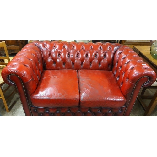 582 - Two Seater Leather Chesterfield Couch