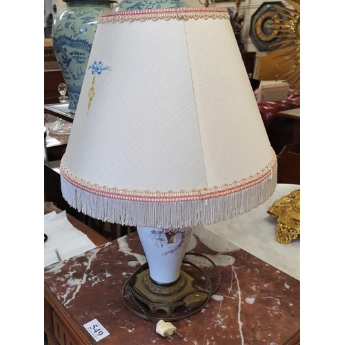 549A - Hand Painted Porcelain Table Lamp and Shade