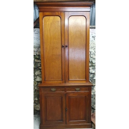 23 - Late Victorian Mahogany Bookcase with solid panel doors - 42 x 96ins
