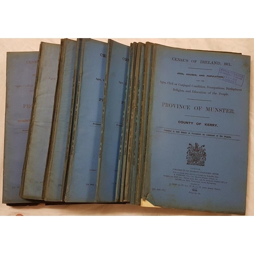 7 - Census of Ireland. Various counties. Blue wrappers. Twenty volumes - c. 1910