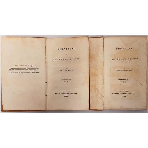 21 - Cheveley; or The Man of Honour. Lady Lytton Butler. Harper & Brothers. 1839. 2 volume. paper cov... 