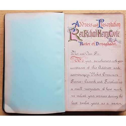 23 - Leather bound Album of illuminated address and presentation to Rev Richard Henry Coote, Rector of Do... 