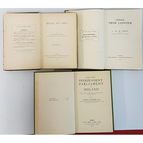 206 - W.M.Letts 'Songs From Leinster' 1917; and Katherine Tynan 'Ballads & Lyrics' 1891; and G. Sigers... 