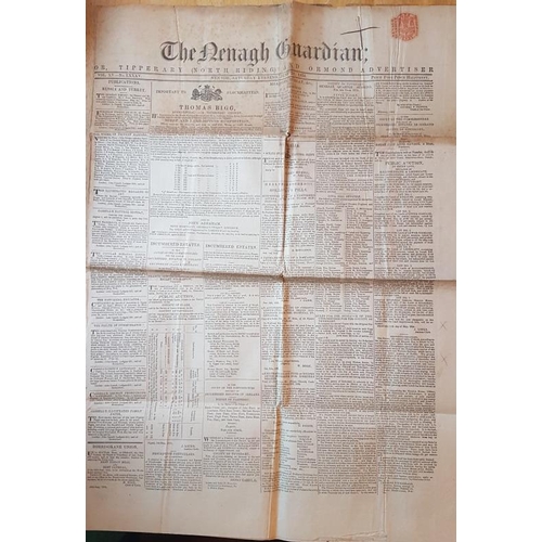 640 - Old Newspaper, The Nenagh Guardian, June 1854.