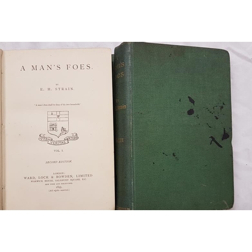 643 - Stain, E.H. A Man's Foe. Three volumes, 1895, Cloth, 2nd Edition, Some wear