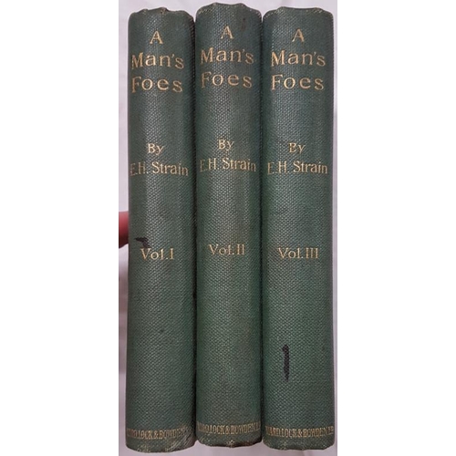 643 - Stain, E.H. A Man's Foe. Three volumes, 1895, Cloth, 2nd Edition, Some wear