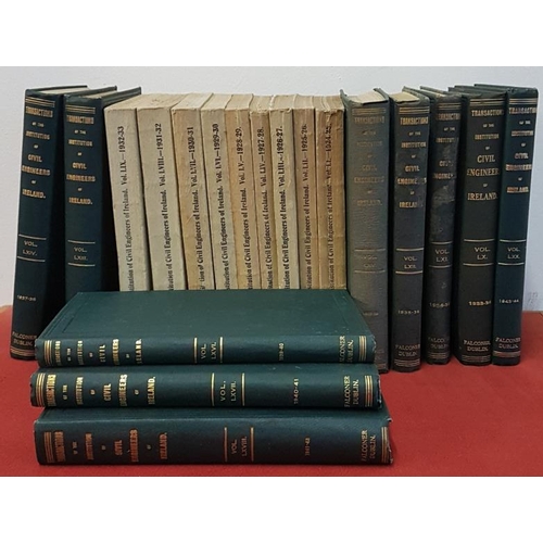 673 - Transactions of the Institution of Civil Engineers of Ireland 1926-1944 19 vols. 9 in wrappers and 1... 