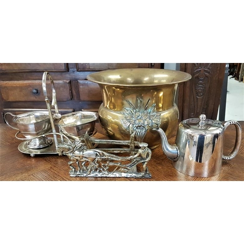 39 - Brass Jardiniere and various plated wares etc.