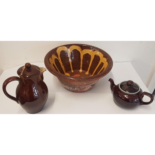 56 - Denby Ware Teapot and Coffee Pot and an Old Coalisland Crock