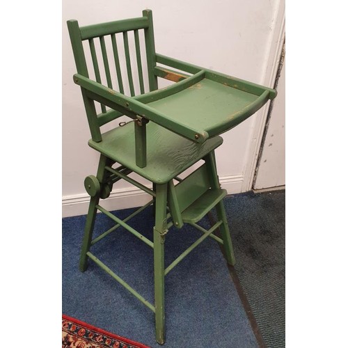 64 - Vintage Child's Wooden High Chair