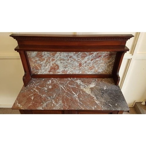 96 - Good Quality Edwardian Inlaid and Crossbanded Mahogany Marble Back and Top Washstand with a pair of ... 