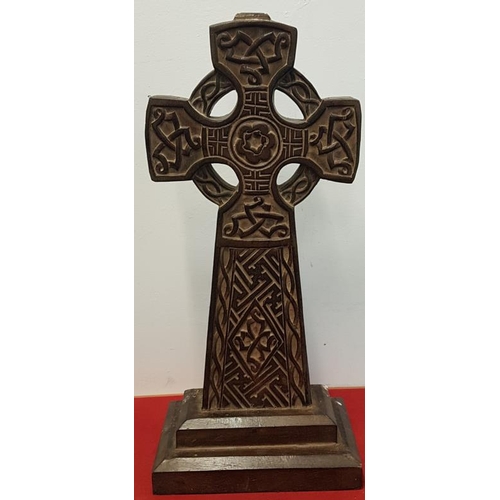 113 - Large Wooden Carved Celtic Cross - 26.5ins high