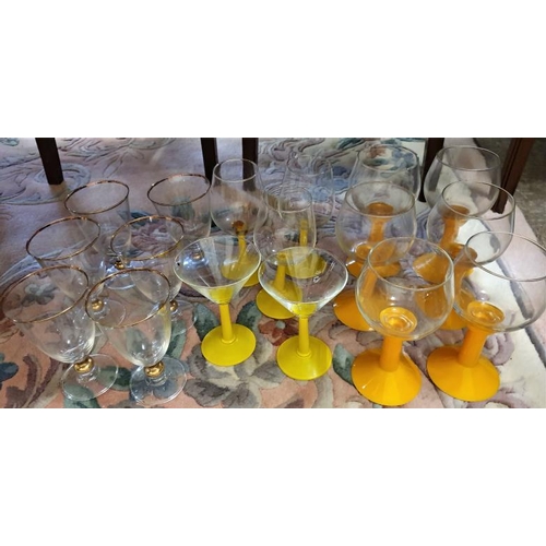 135 - Collection of Coloured Stem and other drinking glasses