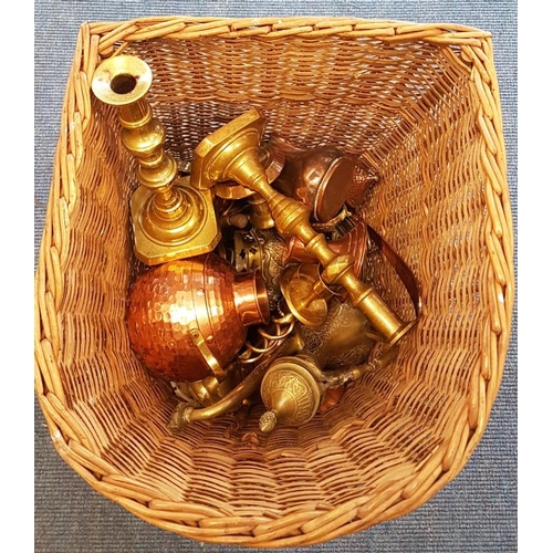 139 - Basket of Copper and Brass Wares