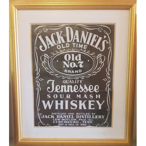 150 - Framed Jack Daniels Old No. 7 Whiskey Tin Advertising Sign - 23 x 19ins