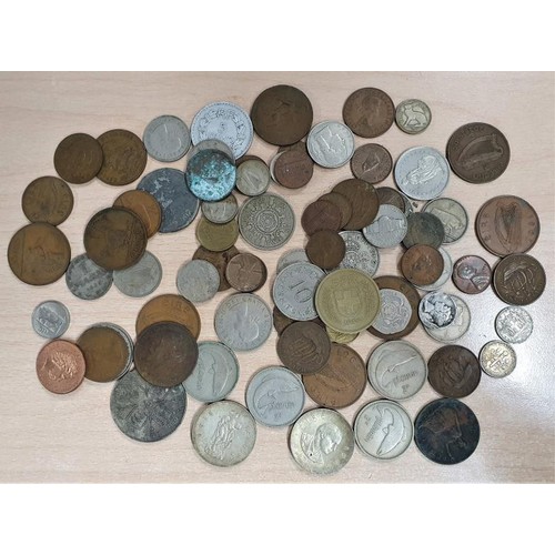 168 - Collection of Irish, GB and other Coins - Pearse 10 Shilling Coin x 2 etc., c.580grams