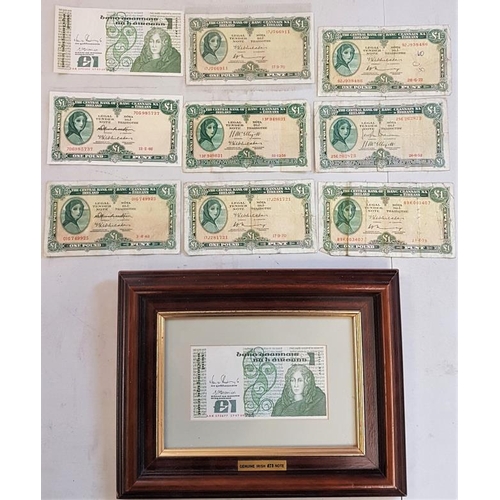 190 - Ireland - Ten £1 Notes (one in frame)