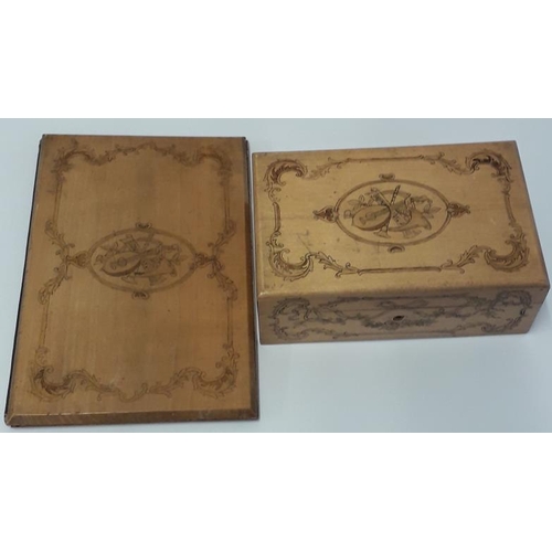 196 - Hand Carved Stationery Box and blotter