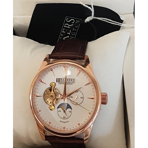 198 - Barker's Rose Gold Watch with Leather Strap