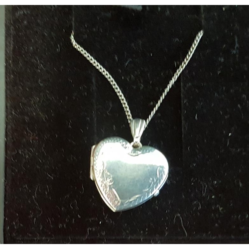 212 - Sterling Silver Heart Shape Photo Locket and Chain