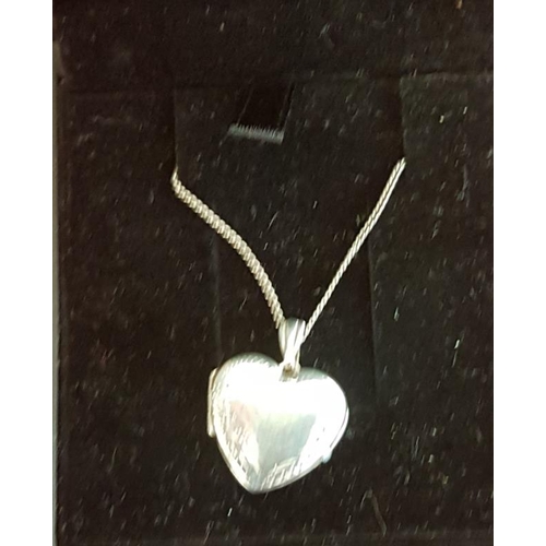212 - Sterling Silver Heart Shape Photo Locket and Chain