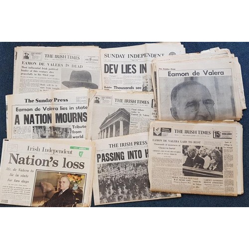 235 - Eamon de Valera. Collection of newspapers marking Dev’s death in 1966
