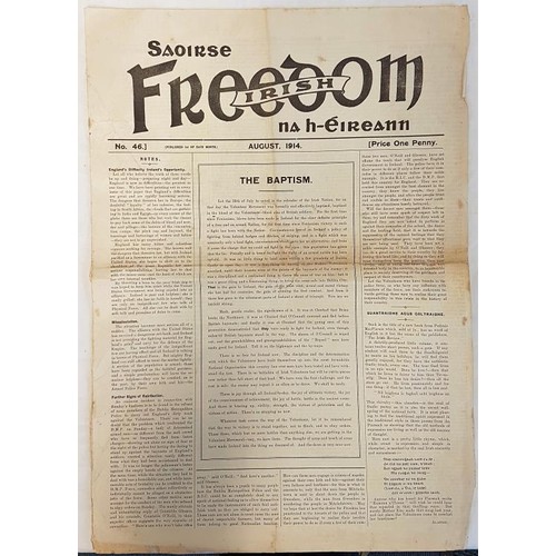 239 - Irish Freedom, Saoirse na hEireann. August 1914. Fragile copy of a rare republican newspaper