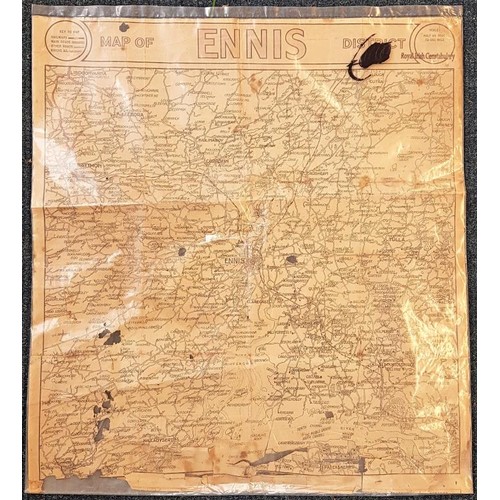 242 - Map of Ennis. Circa 1920. Folding with advertisements. Very fragile. Stamp ‘Royal Irish Consta... 