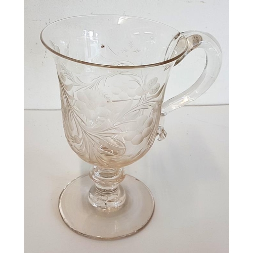 249 - Antique Arched Pedestal Glass Goblet dated and initialled 1863