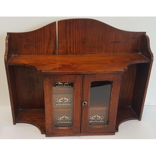 254 - Oak Wall Hanging Cabinet with Silver Handles - c. 11 x 10 x 8ins