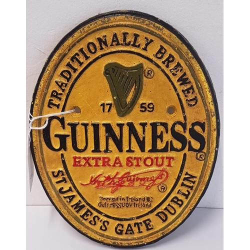 291 - Small Cast Metal Guinness Sign - c. 6 x 8ins