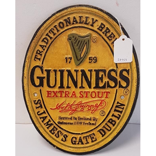 294 - Large Cast Metal Guinness Sign - c. 9 x 11ins