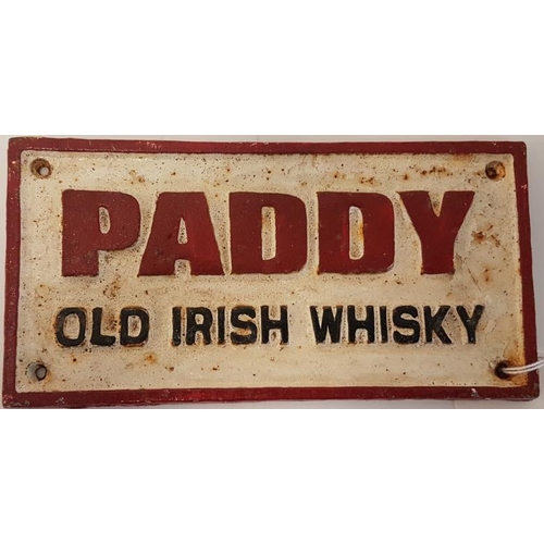 295 - Paddy's Old Irish Whisky Cast Metal Sign - c. 8 x 4ins