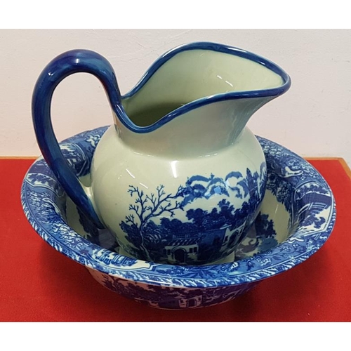 325 - Blue and White Patterned Basin and Ewer