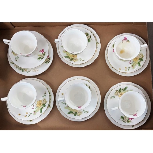 328 - Six Fine Bone China Trios with Wild Flower Sprays