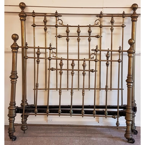349 - Fine Quality Victorian Brass Double Bed Frame (4ft6in) with side rails