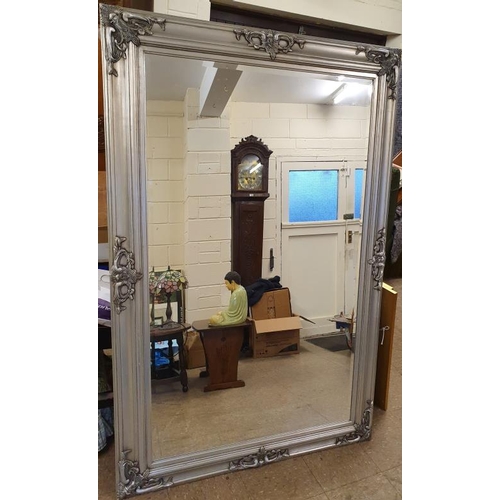 374 - Very Large Silvered Frame Wall Mirror with bevelled pane, c.46 x 70in