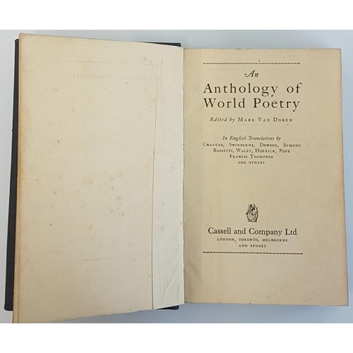 388 - Mark Van Doren 'An Anthology of World Poetry' 1929. 1st edition. Irish section includes Yeats, Synge... 
