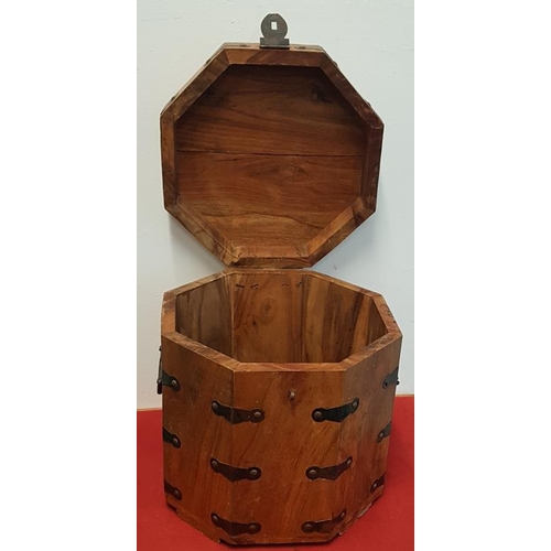 407 - Octagonal Wood and Metal Bound Box/Trunk - 13ins tall